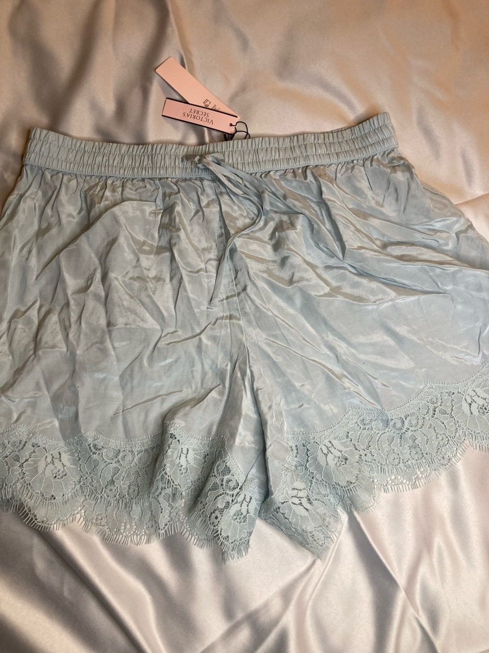 Victoria's Secret Pale Blue Lace-Trim Sleep Shorts